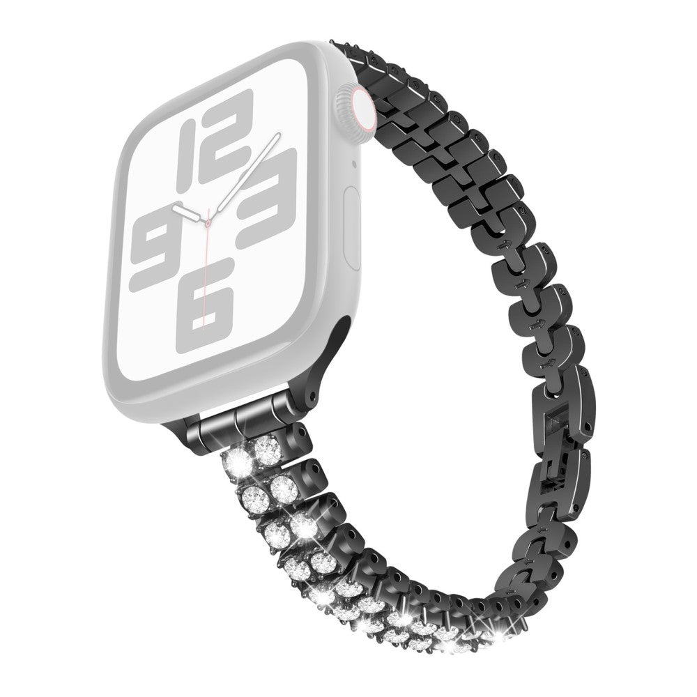 Watch Strap Apple Watch Series 41mm - 40mm - 38mm Rhinestone Decor Alloy Bracelet Wrist Band - Black#serie_1