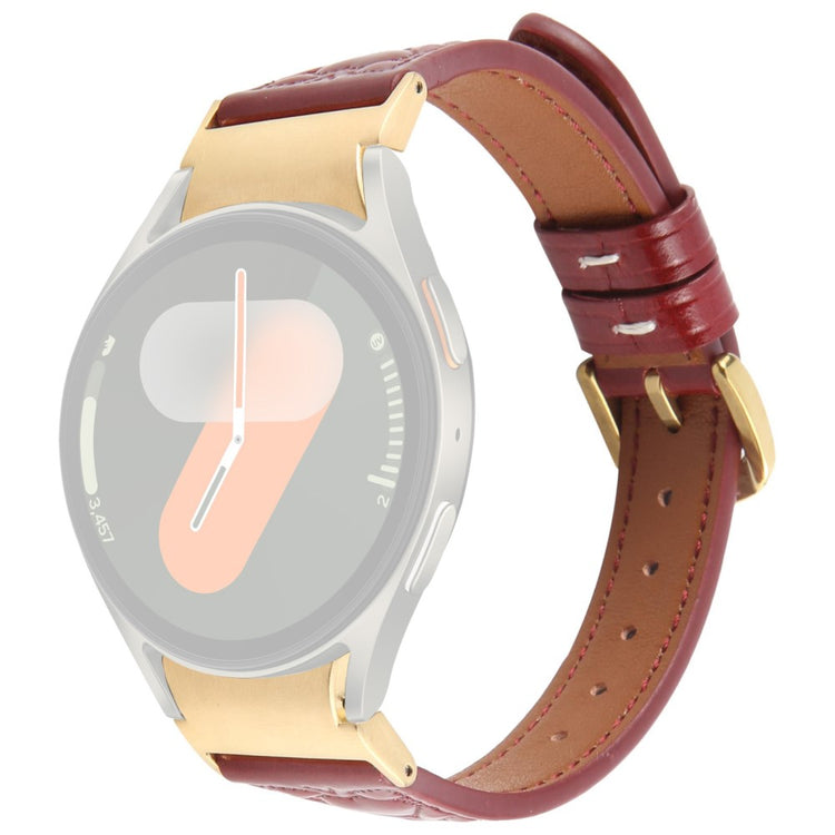 Watch Band Samsung Galaxy Watch7 / Watch6 / Watch5 / Watch4 / Watch FE Heart Pattern Embossed Cowhide Leather Strap - Wine Red#serie_4