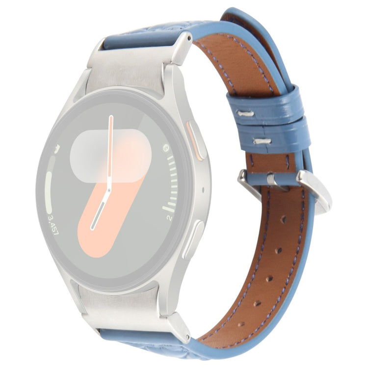 Watch Band Samsung Galaxy Watch7 / Watch6 / Watch5 / Watch4 / Watch FE Heart Pattern Embossed Cowhide Leather Strap - Blue#serie_5