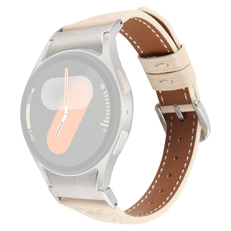 Watch Band Samsung Galaxy Watch7 / Watch6 / Watch5 / Watch4 / Watch FE Heart Pattern Embossed Cowhide Leather Strap - Apricot#serie_7