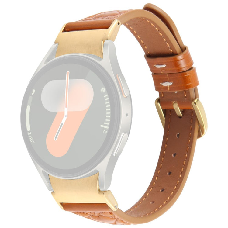 Watch Band Samsung Galaxy Watch7 / Watch6 / Watch5 / Watch4 / Watch FE Heart Pattern Embossed Cowhide Leather Strap - Brown#serie_8