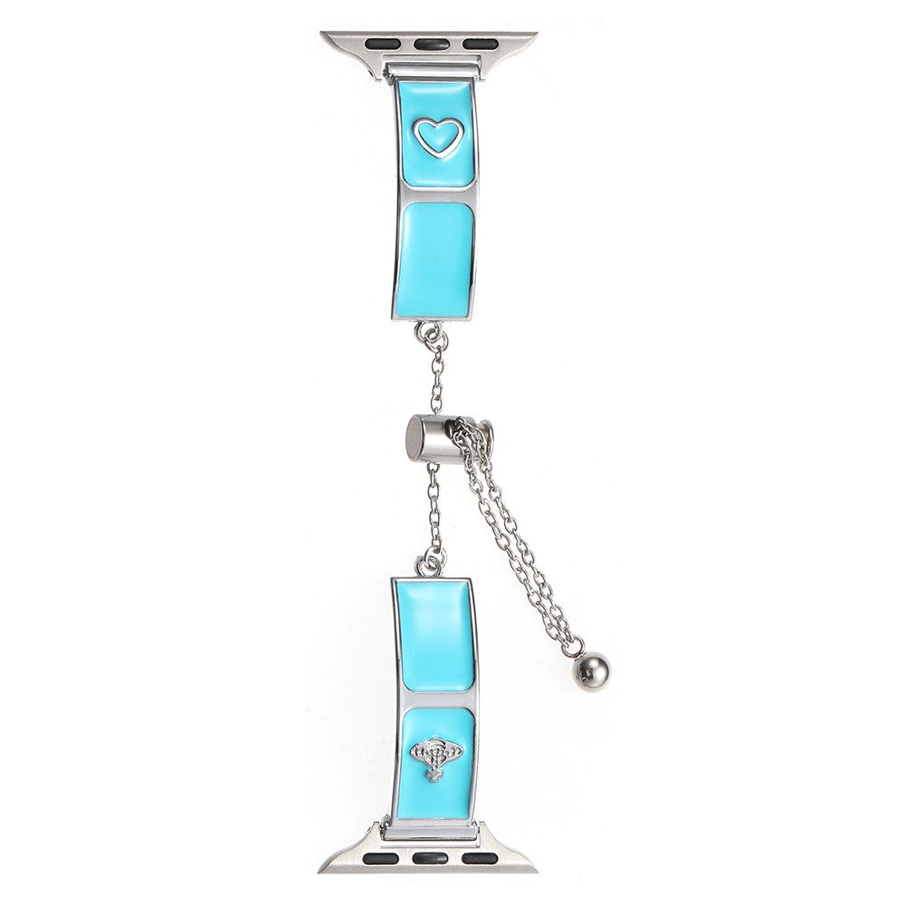 Watch Band Apple Watch Series 41mm - 40mm - 38mm Enamel Saturn Bracelet Metal Strap - Cream Blue#serie_1