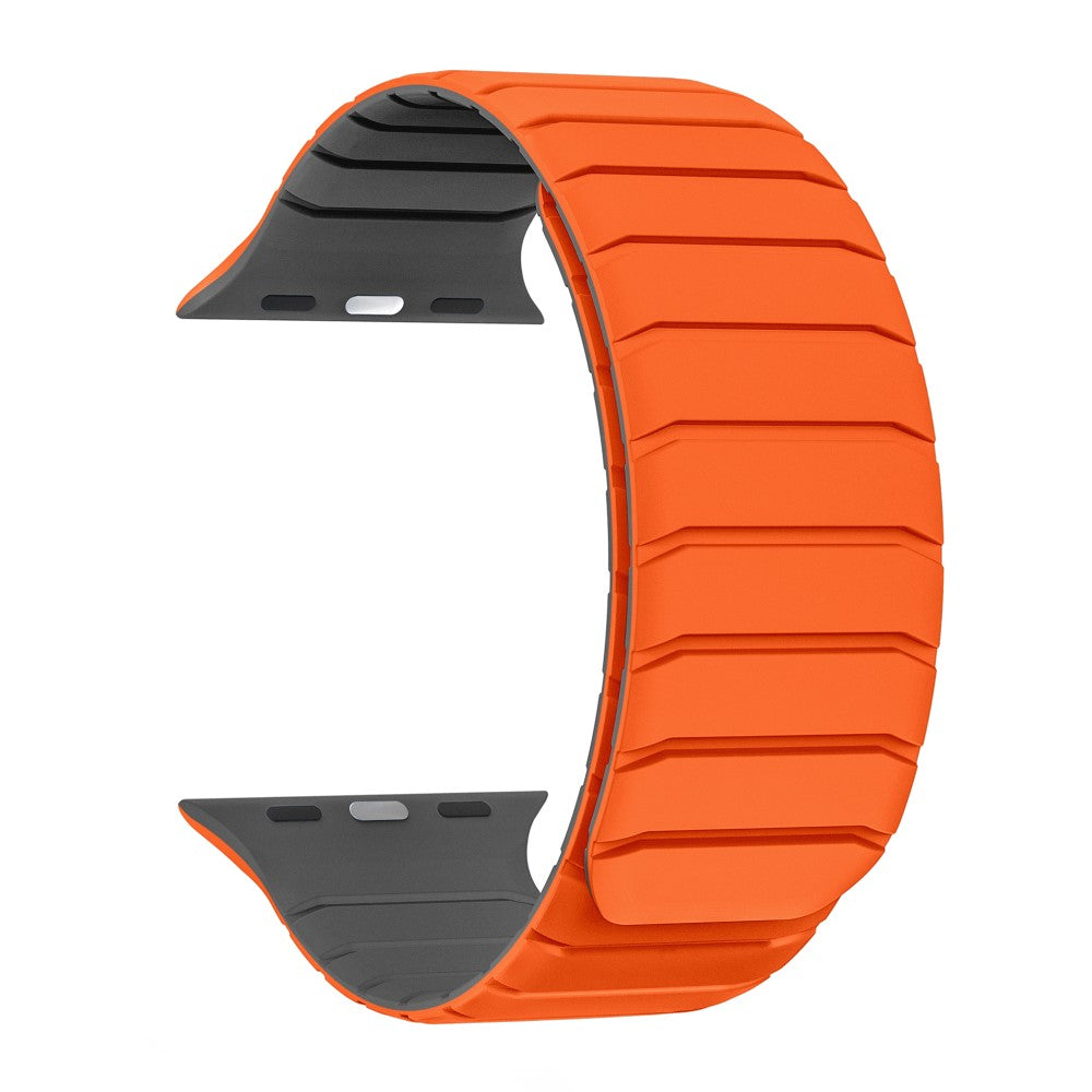 Watch Band Apple Watch Series 41mm - 40mm - 38mmSilicone Magnetic Strap - Orange / Grey#serie_1