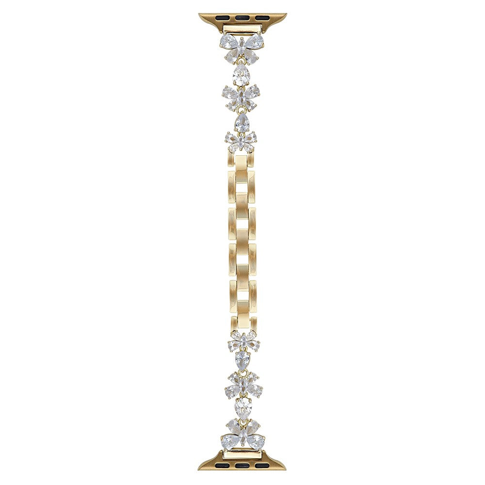 Copper Chain Strap Apple Watch Series 41mm - 40mm - 38mm Butterfly Zircon Decor Watch Band - Gold#serie_1