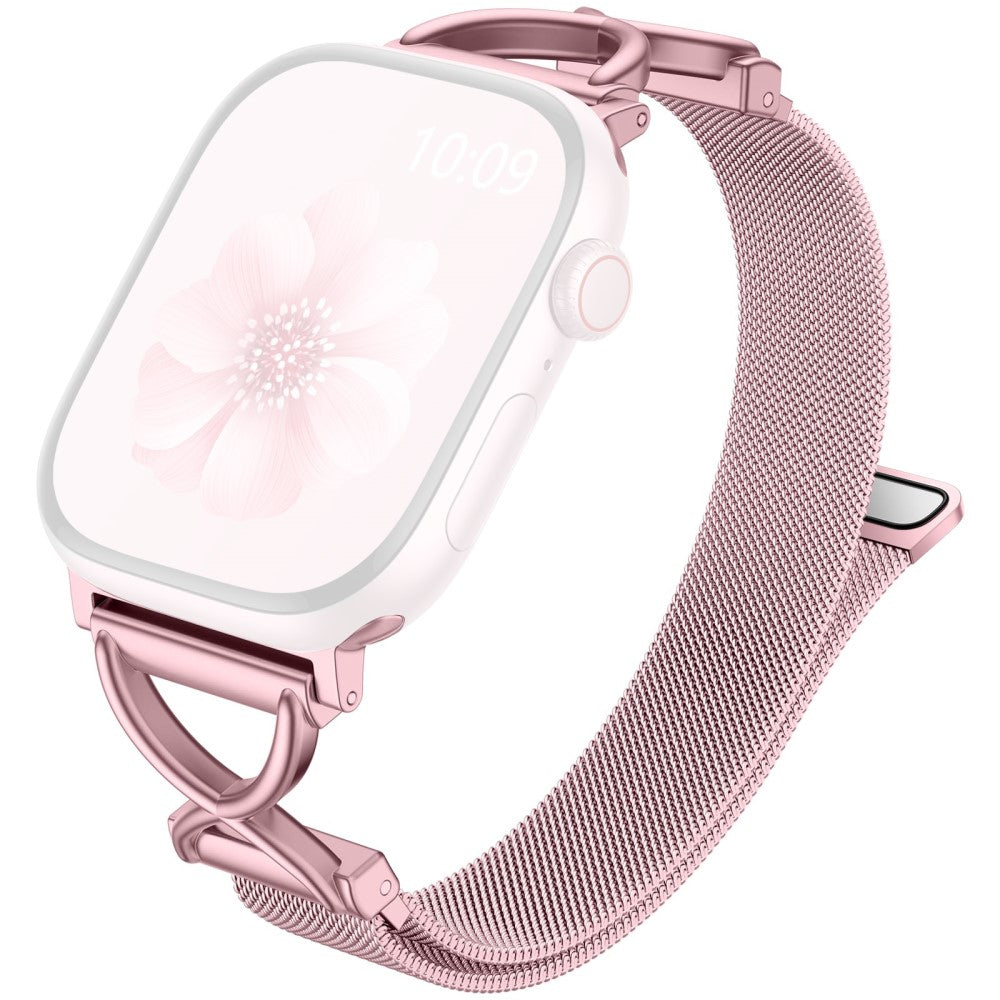 Watch Band Apple Watch Series 41mm - 40mm - 38mm X-Shape Slim Magnetic Clasp Stainless Steel Strap - Rose Pink#serie_2