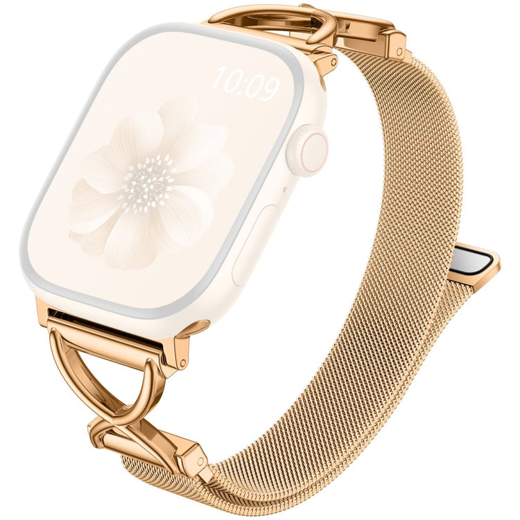 Watch Band Apple Watch Series 41mm - 40mm - 38mm X-Shape Slim Magnetic Clasp Stainless Steel Strap - Gold#serie_3