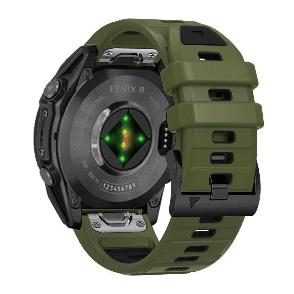 26mm Watch Band Garmin Fenix 8 51mm / Instinct 2X / Fenix 7X / Enduro 2 , Dual Color Silicone Replacement Strap - Army Green + Black#serie_1
