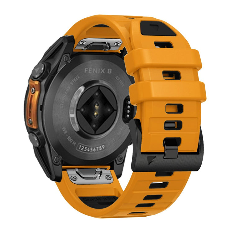 26mm Watch Band Garmin Fenix 8 51mm / Instinct 2X / Fenix 7X / Enduro 2 , Dual Color Silicone Replacement Strap - Orange + Black#serie_2