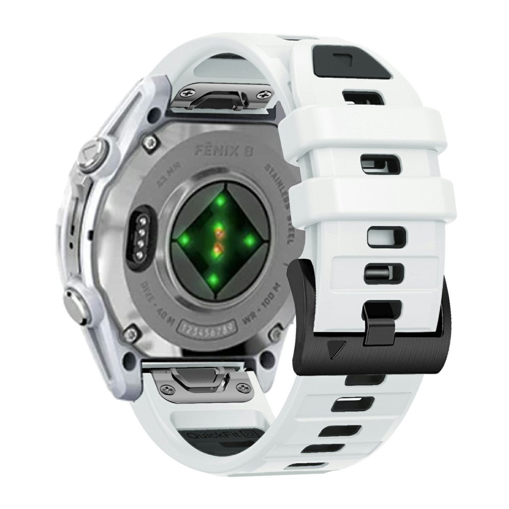 26mm Watch Band Garmin Fenix 8 51mm / Instinct 2X / Fenix 7X / Enduro 2 , Dual Color Silicone Replacement Strap - White + Black#serie_3