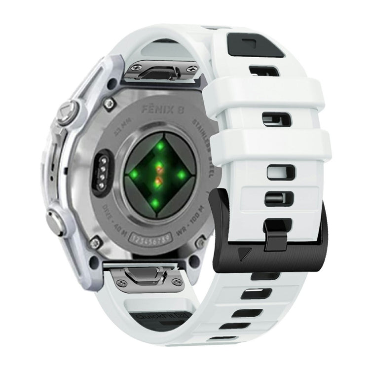 26mm Watch Band Garmin Fenix 8 51mm / Instinct 2X / Fenix 7X / Enduro 2 , Dual Color Silicone Replacement Strap - White + Black#serie_3