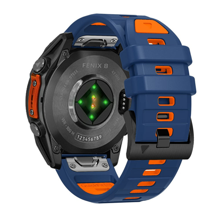 26mm Watch Band Garmin Fenix 8 51mm / Instinct 2X / Fenix 7X / Enduro 2 , Dual Color Silicone Replacement Strap - Sapphire + Orange#serie_4