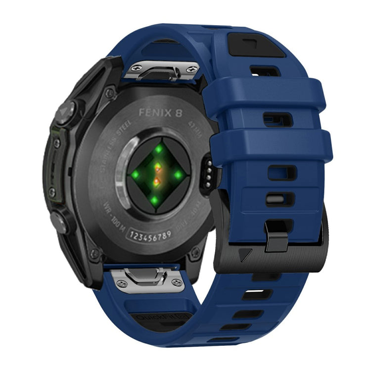 26mm Watch Band Garmin Fenix 8 51mm / Instinct 2X / Fenix 7X / Enduro 2 , Dual Color Silicone Replacement Strap - Sapphire + Black#serie_5