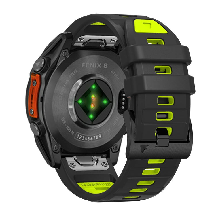 26mm Watch Band Garmin Fenix 8 51mm / Instinct 2X / Fenix 7X / Enduro 2 , Dual Color Silicone Replacement Strap - Black + Lime#serie_8