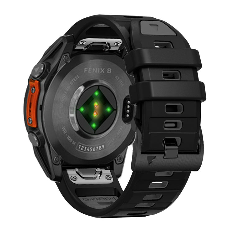 26mm Watch Band Garmin Fenix 8 51mm / Instinct 2X / Fenix 7X / Enduro 2 , Dual Color Silicone Replacement Strap - Black + Charcoal Grey#serie_9
