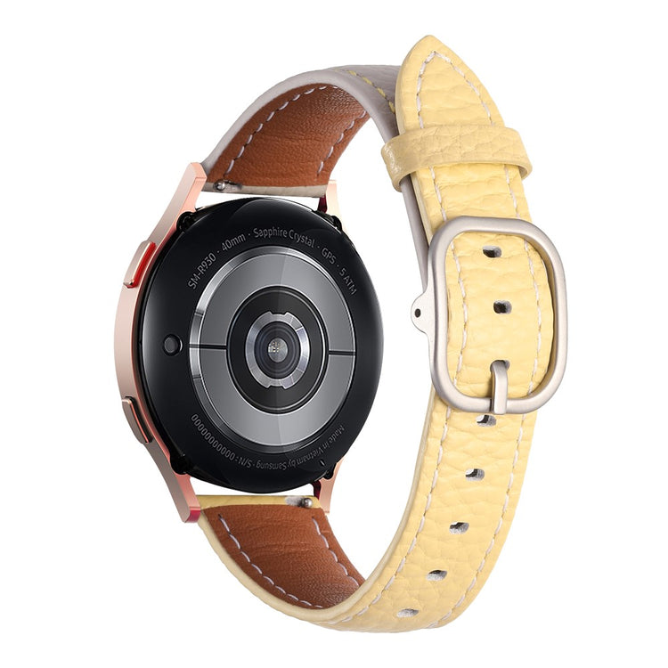 20mm Watch Band Samsung Galaxy Watch7 / Watch6 / Watch 5 / Huawei Watch GT 3 42mm , Genuine Cow Leather Smartwatch Strap - Grey + Yellow#serie_3
