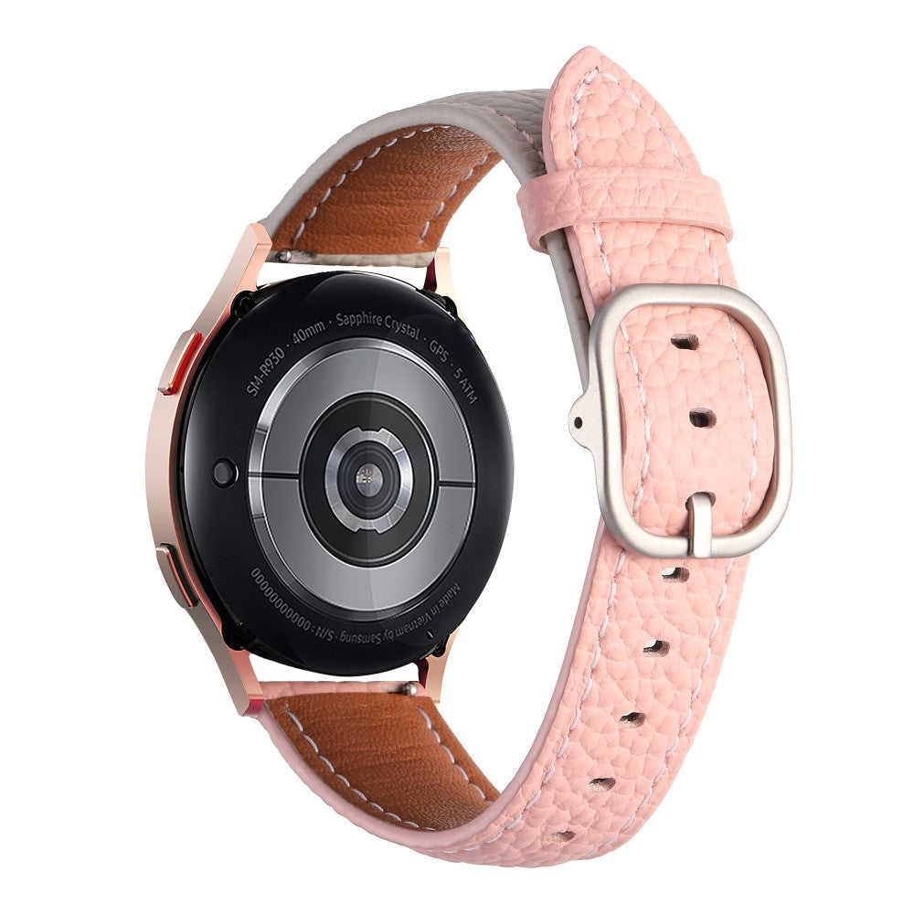 20mm Watch Band Samsung Galaxy Watch7 / Watch6 / Watch 5 / Huawei Watch GT 3 42mm , Genuine Cow Leather Smartwatch Strap - Grey + Pink#serie_4