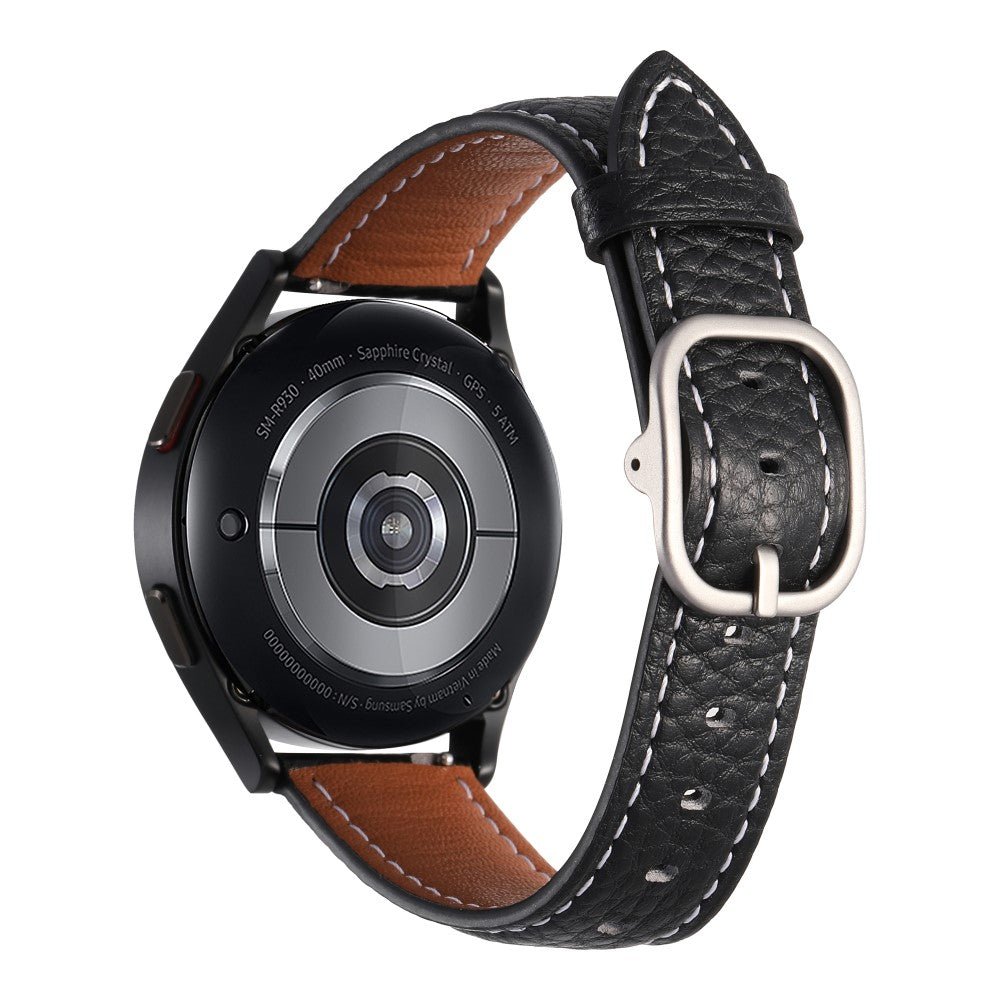 20mm Watch Band Samsung Galaxy Watch7 / Watch6 / Watch 5 / Huawei Watch GT 3 42mm , Genuine Cow Leather Smartwatch Strap - Black#serie_5