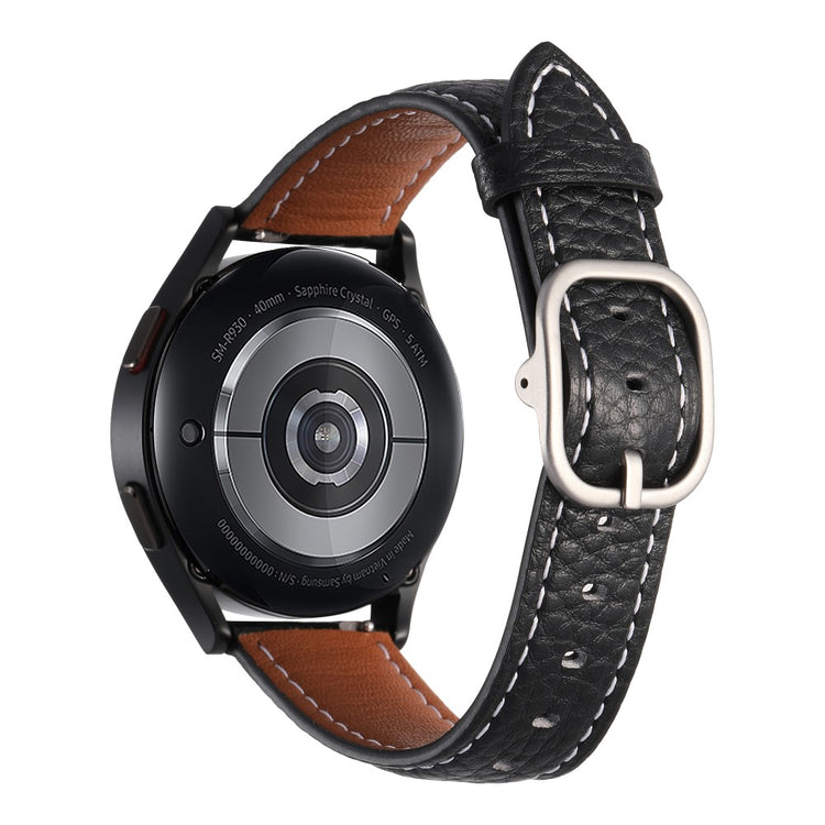 20mm Watch Band Samsung Galaxy Watch7 / Watch6 / Watch 5 / Huawei Watch GT 3 42mm , Genuine Cow Leather Smartwatch Strap - Black#serie_5