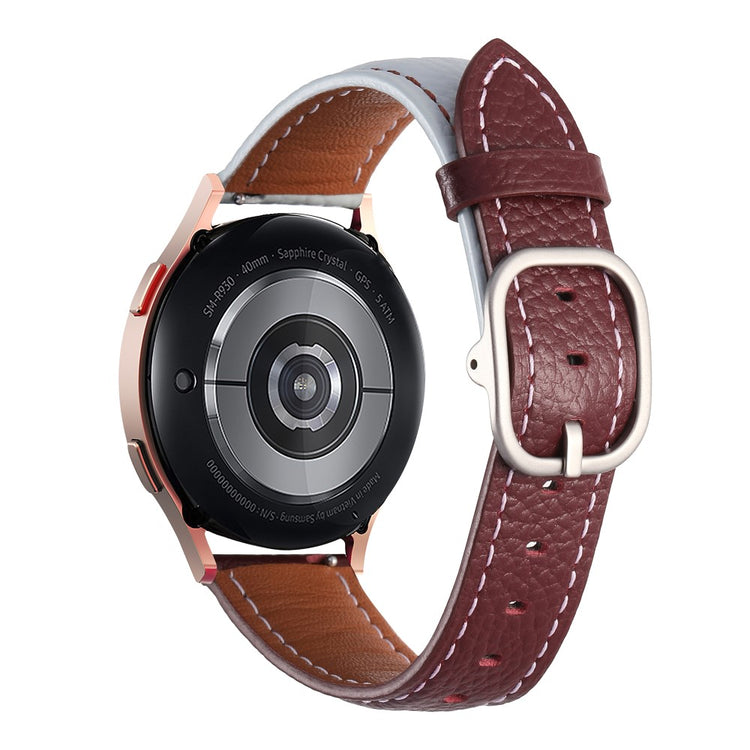 20mm Watch Band Samsung Galaxy Watch7 / Watch6 / Watch 5 / Huawei Watch GT 3 42mm , Genuine Cow Leather Smartwatch Strap - Mist Blue + Wine Red#serie_7