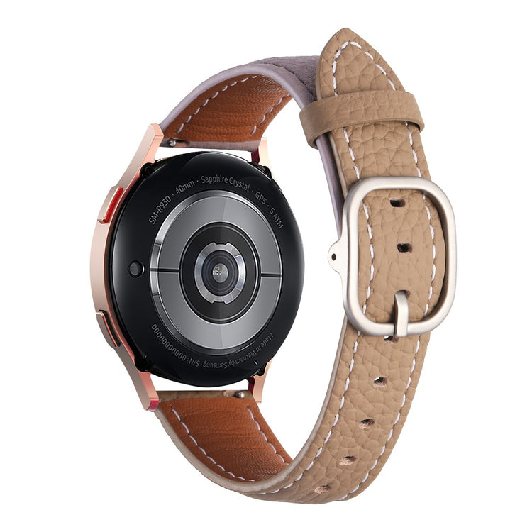 20mm Watch Band Samsung Galaxy Watch7 / Watch6 / Watch 5 / Huawei Watch GT 3 42mm , Genuine Cow Leather Smartwatch Strap - Mist Purple + Tan#serie_9