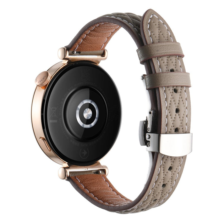 18mm Watch Band Huawei Watch GT 5 Pro 42mm / GT 5 41mm / GT 4 41mm / Garmin Venu 3S , Genuine Cow Leather Diamond Pattern Strap - Tan#serie_2