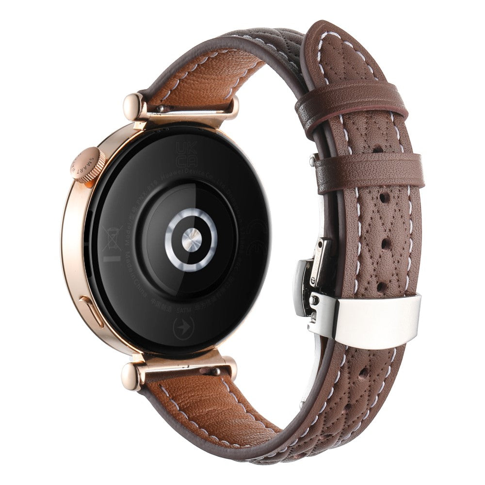 18mm Watch Band Huawei Watch GT 5 Pro 42mm / GT 5 41mm / GT 4 41mm / Garmin Venu 3S , Genuine Cow Leather Diamond Pattern Strap - Coffee#serie_3