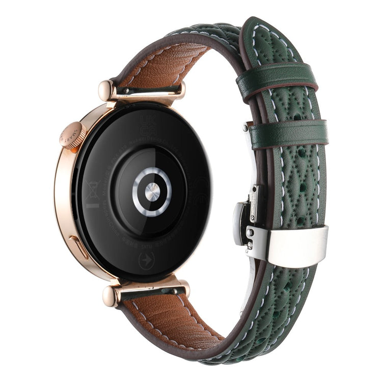 18mm Watch Band Huawei Watch GT 5 Pro 42mm / GT 5 41mm / GT 4 41mm / Garmin Venu 3S , Genuine Cow Leather Diamond Pattern Strap - Blackish Green#serie_4