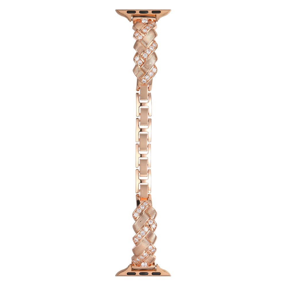 Copper Watch Strap Apple Watch Series 41mm - 40mm - 38mm Wheat Ear Zircon Bracelet Band - Rose Gold#serie_1