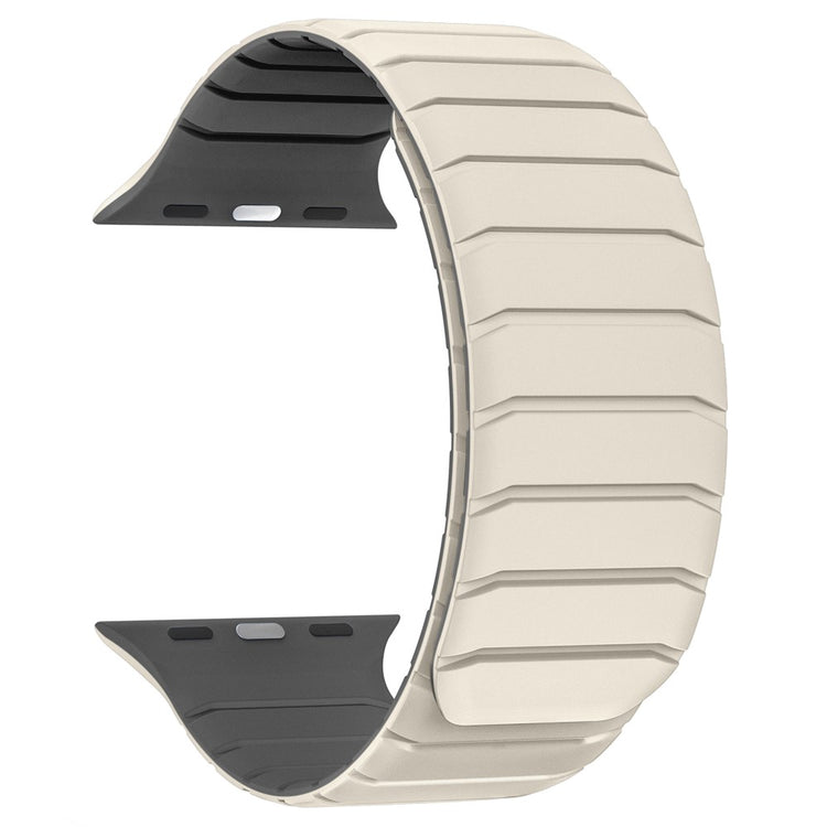 Watch Band Apple Watch Series 41mm - 40mm - 38mmFluororubber Wrist Strap - Starlight  /  Grey#serie_6