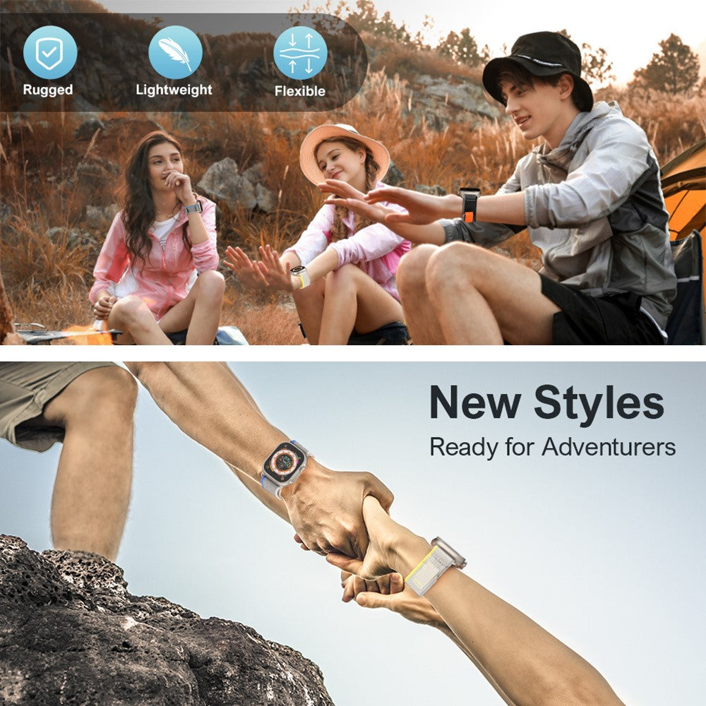 Tidsløst Metal Og Nylon Universal Rem passer til Apple Smartwatch - Sølv#serie_7
