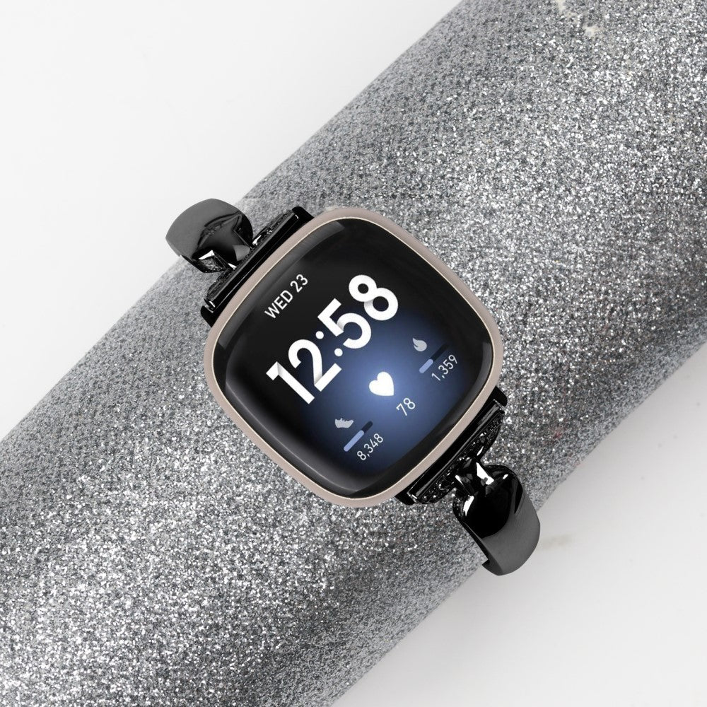 Metal Og Rhinsten Universal Rem passer til Fitbit Sense 1 / Fitbit Versa 3 - Sort#serie_1