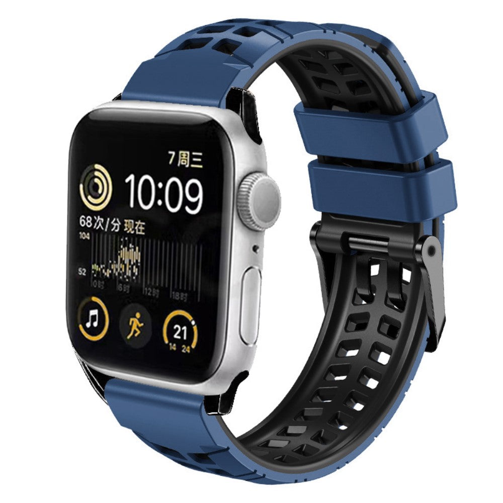Vildt Pænt Metal Og Silikone Universal Rem passer til Apple Smartwatch - Blå#serie_9