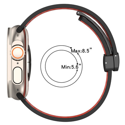 Magnetic Watch Bands Apple Watch Universal 49mm/45mm/44mm/42mm Dual-color Silicone Strap - Black+White#serie_6