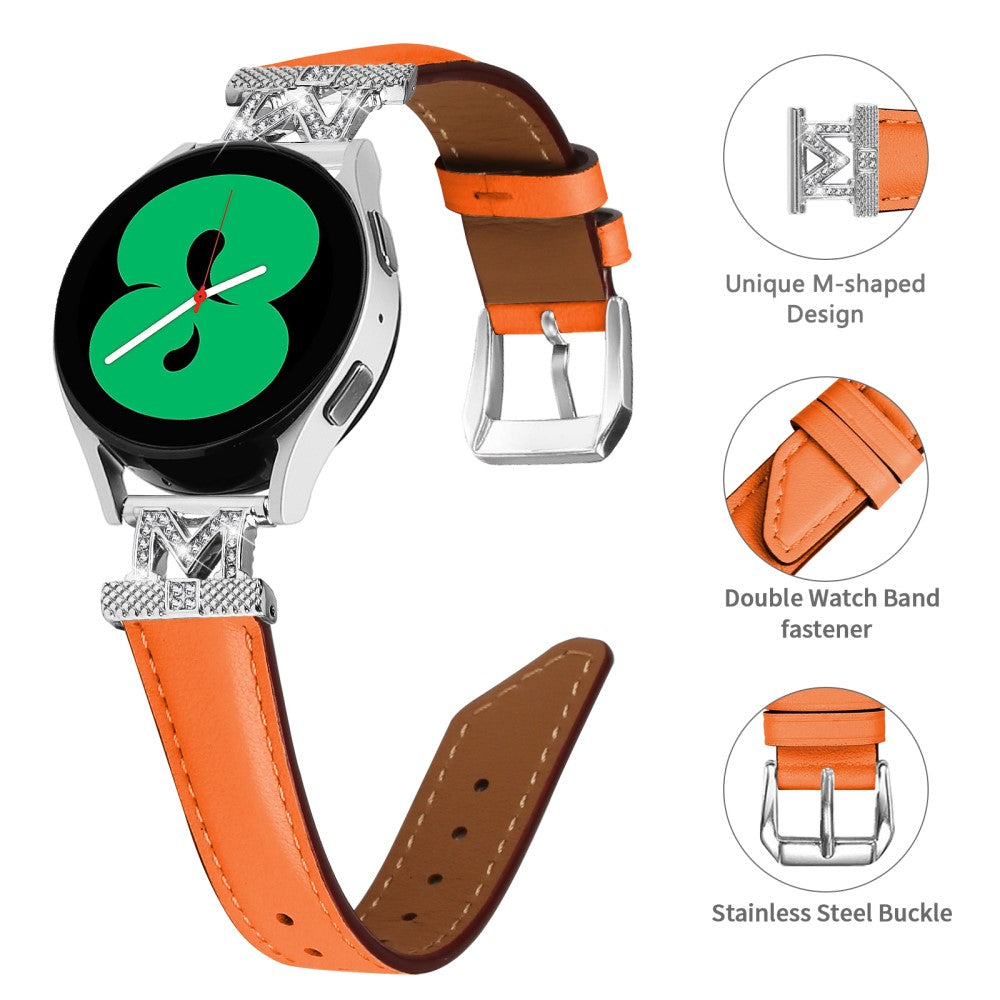 Kunstlæder Og Rhinsten Universal Rem passer til Amazfit Cheetah Pro / 20mm - Orange#serie_1