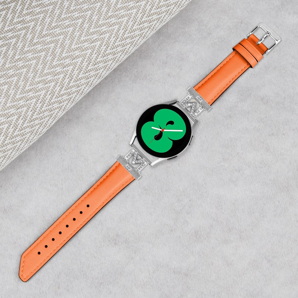 Kunstlæder Og Rhinsten Universal Rem passer til Amazfit Cheetah Pro / 20mm - Orange#serie_1