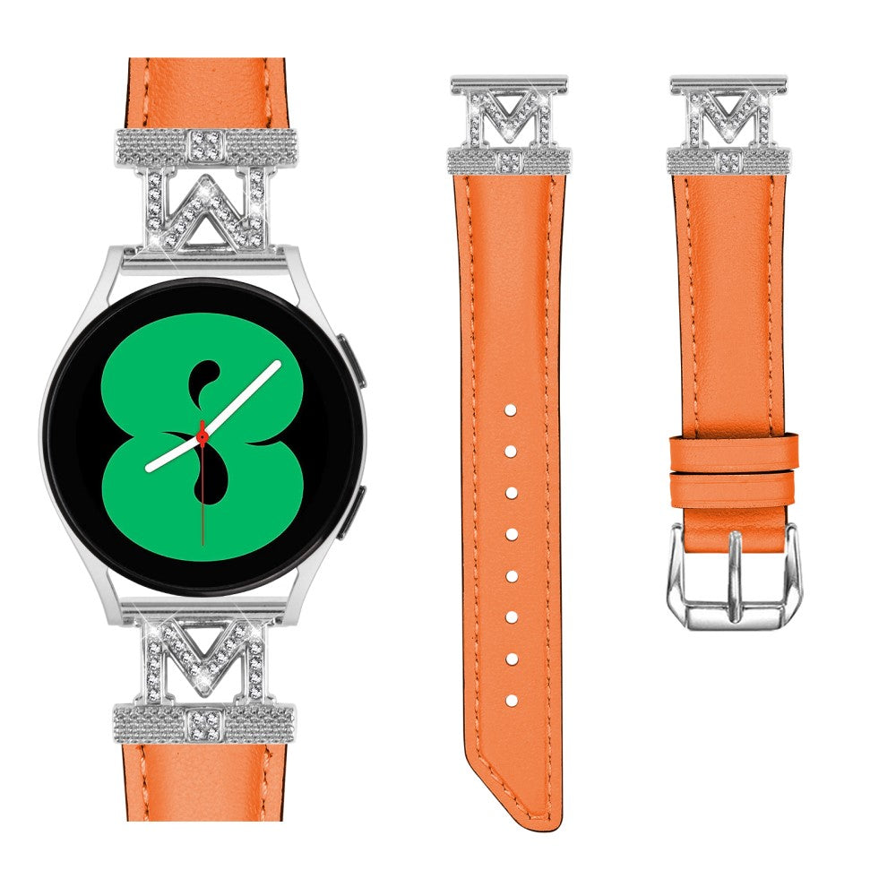 Holdbart Kunstlæder Og Rhinsten Universal Rem passer til Smartwatch - Orange#serie_1