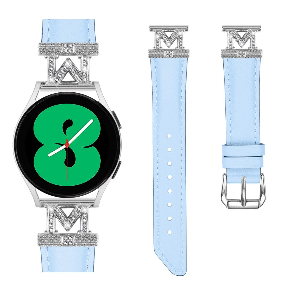 Holdbart Kunstlæder Og Rhinsten Universal Rem passer til Smartwatch - Blå#serie_4