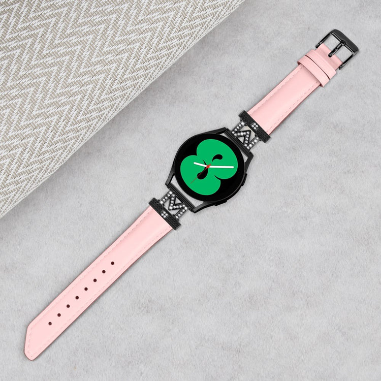 Super Skøn Ægte Læder Og Rhinsten Universal Rem passer til Smartwatch - Pink#serie_2