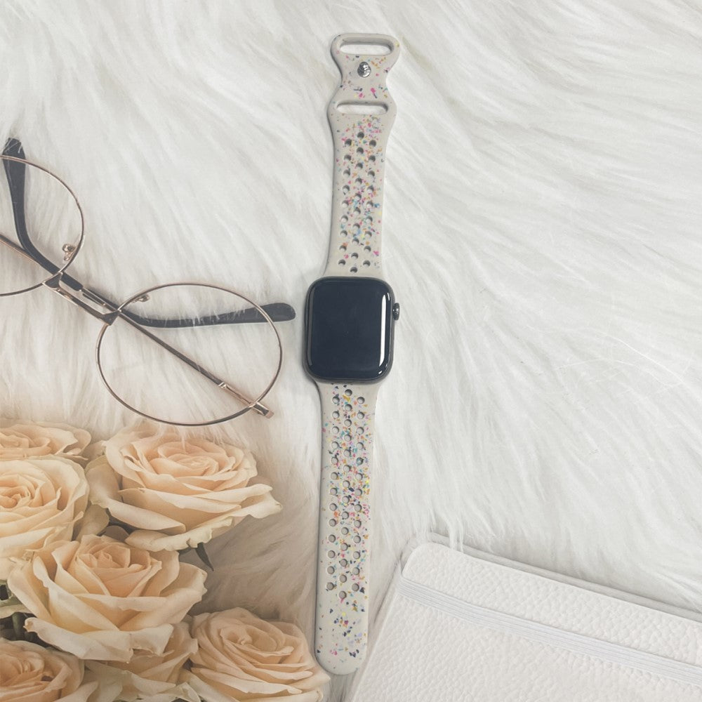Mega Slidstærk Silikone Universal Rem passer til Apple Smartwatch - Hvid#serie_6