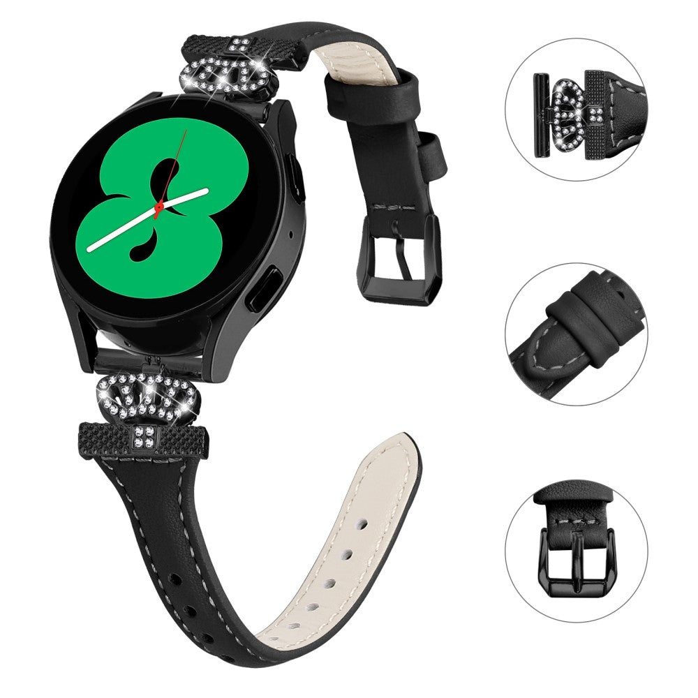 Kunstlæder Og Rhinsten Universal Rem passer til Amazfit Cheetah Pro / 20mm - Sort#serie_1