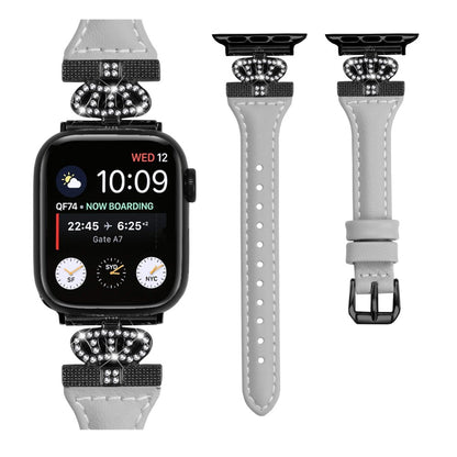 Sejt Kunstlæder Og Rhinsten Universal Rem passer til Apple Smartwatch - Blå#serie_3