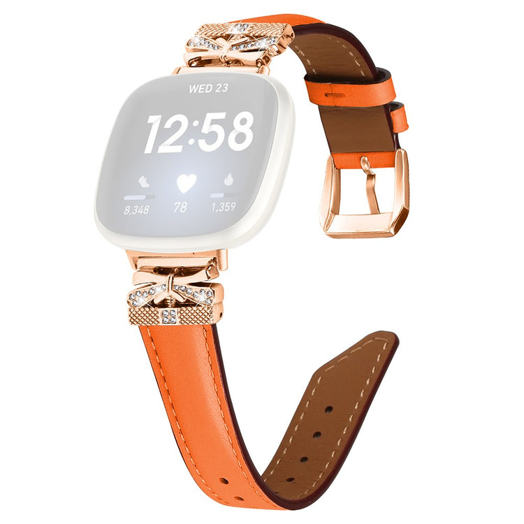 Cool Kunstlæder Og Rhinsten Universal Rem passer til Fitbit Smartwatch - Orange#serie_2