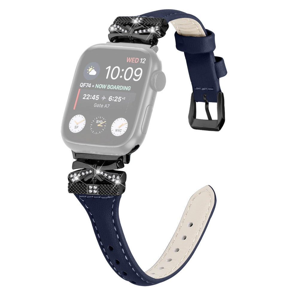 Sejt Kunstlæder Universal Rem passer til Apple Smartwatch - Blå#serie_4