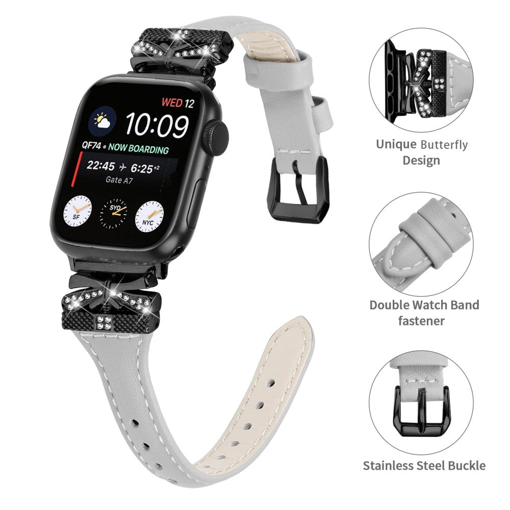 Sejt Kunstlæder Universal Rem passer til Apple Smartwatch - Sølv#serie_5
