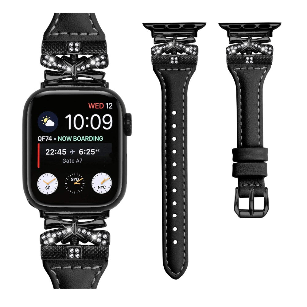 Sejt Kunstlæder Universal Rem passer til Apple Smartwatch - Sort#serie_6