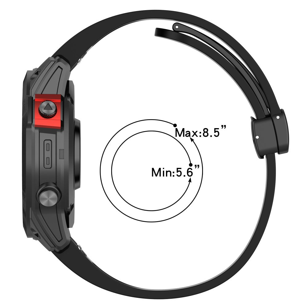Garmin Fenix 7X / 7X Solar / Tactix 7 Pro Silicone Watch Strap 26mm Folding Black Buckle Watchband - Red#serie_7