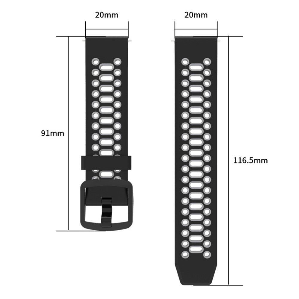Coros Pace 2 / Garmin vivoactive 5 / GarminActive 5 / Venu Sq 2 Dual Color Watch Strap 20mm Silicone Watchband - White / Black#serie_2