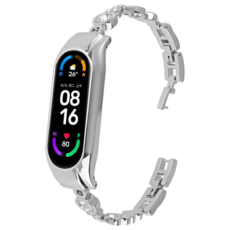 Mega Elegant Rhinsten Rem passer til Xiaomi Mi Band 7 - Sølv#serie_4