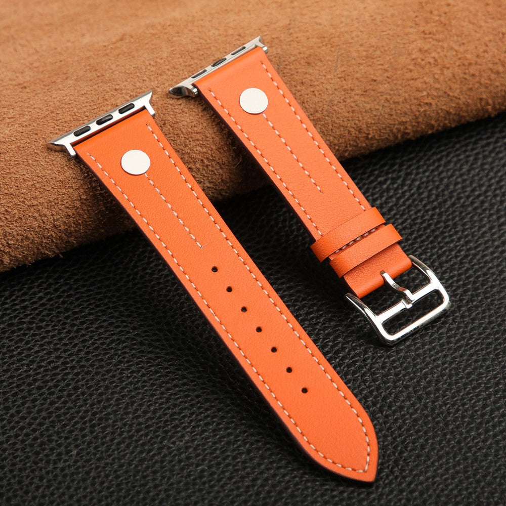Glimrende Ægte Læder Universal Rem passer til Apple Smartwatch - Orange#serie_2