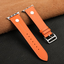 Glimrende Ægte Læder Universal Rem passer til Apple Smartwatch - Orange#serie_2